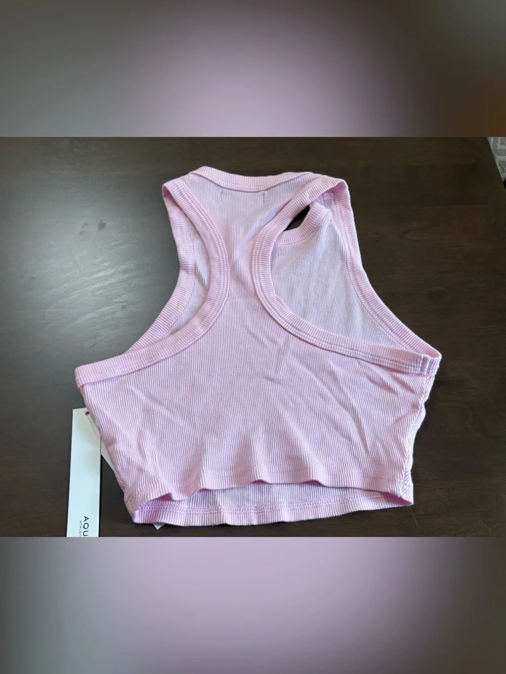 Aqua Pink Ribbed Cropped Tank - Picture 2 of 3